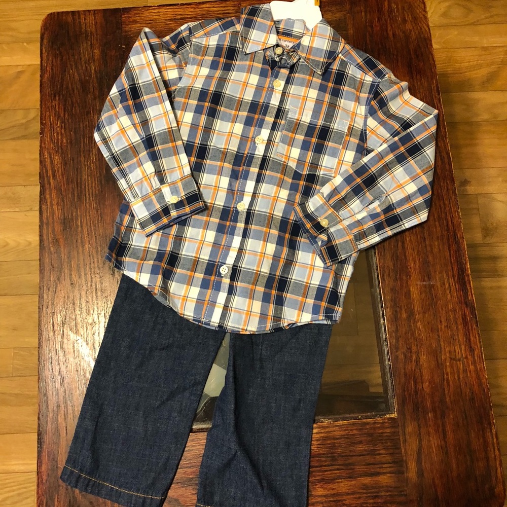 Boys 3T button down shirt and elastic waist pants